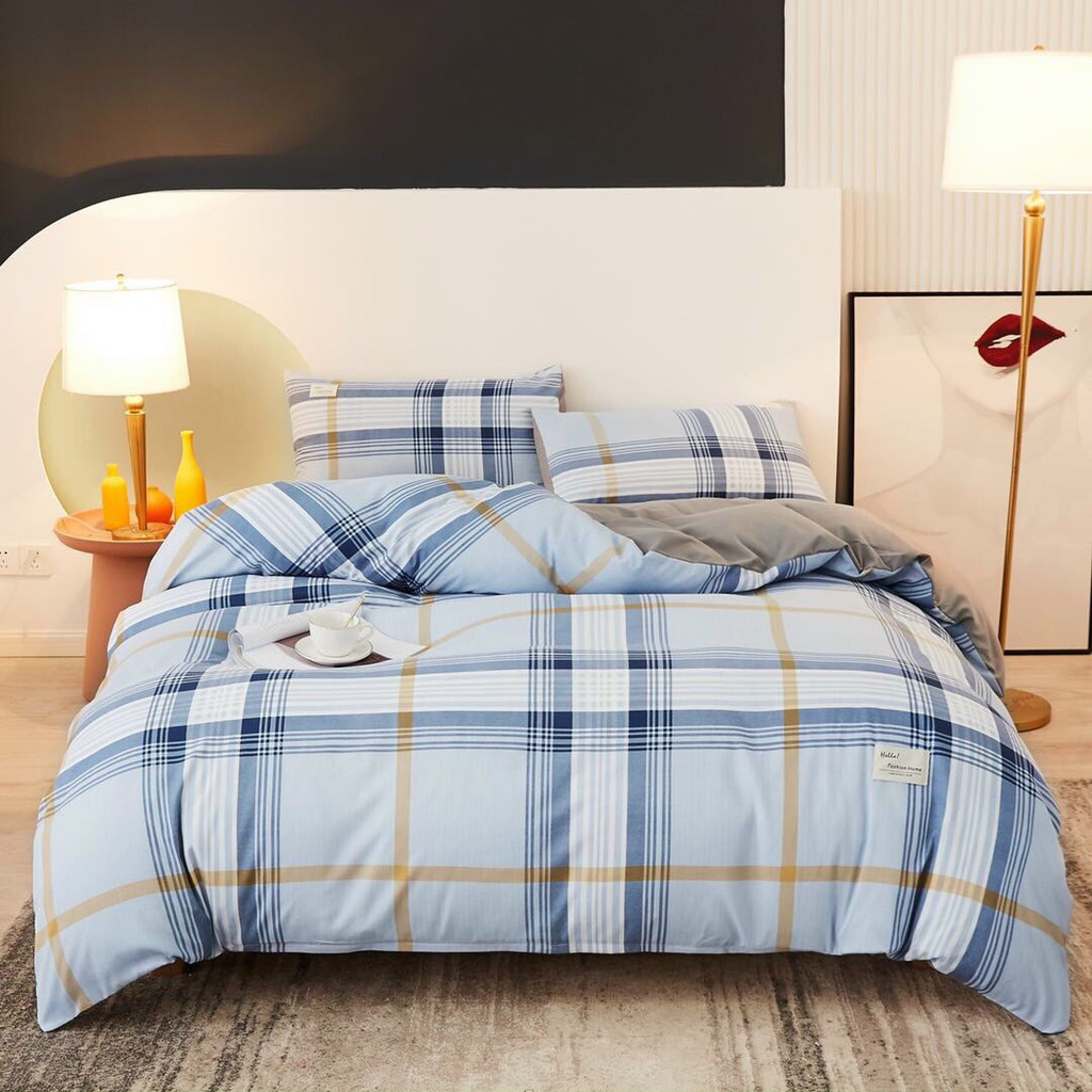 Vỏ Chăn Lồng Được Ruột Cotton Tici Kẻ Nhập Khẩu - Phòng Cách Hàn Quốc , KT 2m1x2m3
