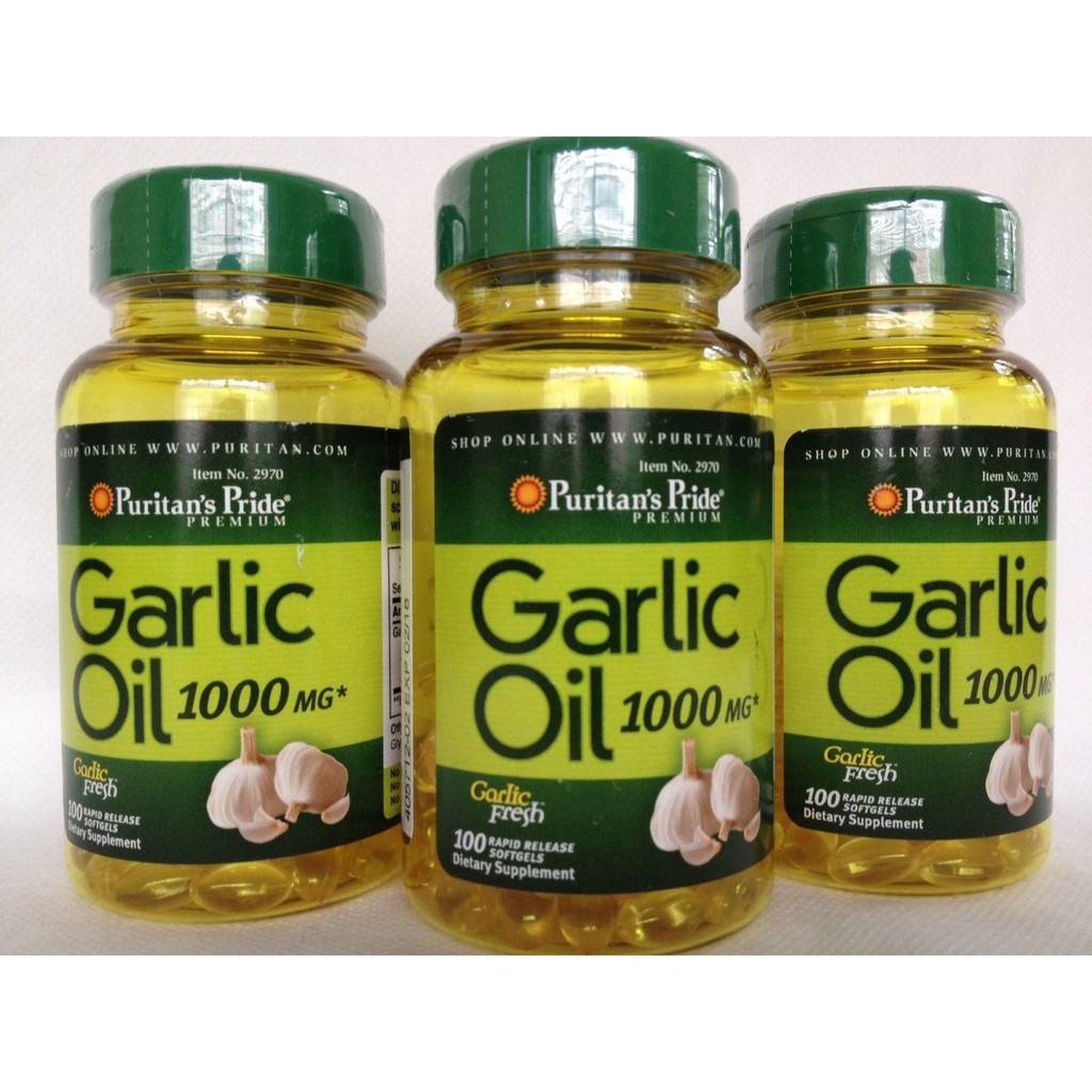Dầu tỏi tăng cường miễn dịch, tốt cho tim mạch, giảm cholesterol Puritan's Pride Garlic Oil 1000mg (100 viên) hsd: 12/21