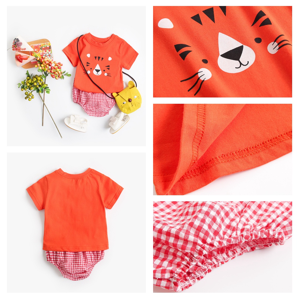 Sanlutoz Set Đồ Mùa Hè 2 Món Gồm Áo Thun Tay Cộc + Quần Thời Trang Cho Bé Sơ Sinh