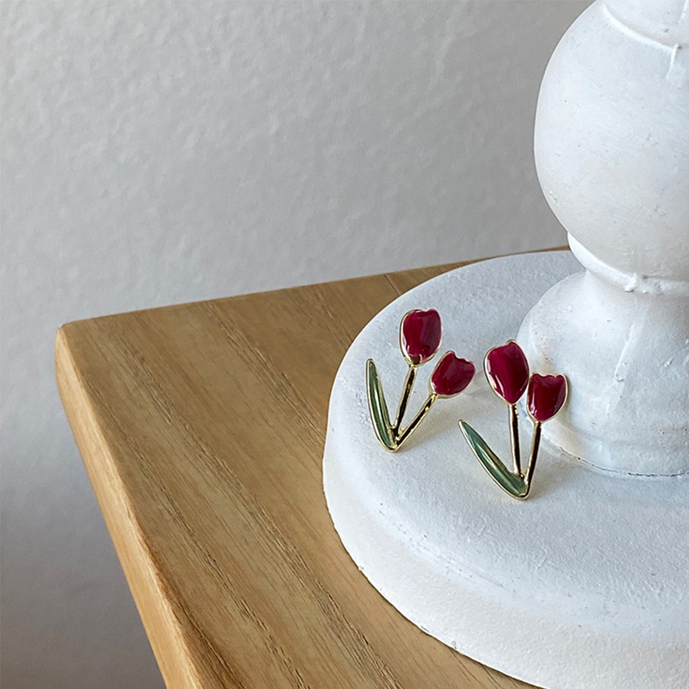 Hoa Tai Hình Hoa Tulip Phong Cách Vintage Thời Trang Cho Nữ