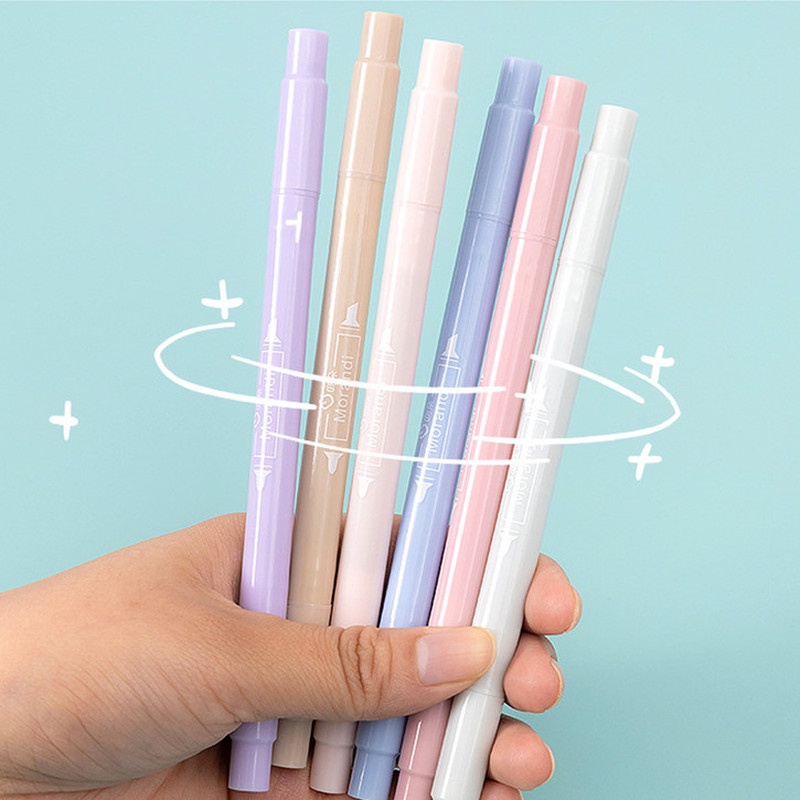 Set 6 Bút Dạ Quang Hai Đầu Nhiều Màu Sắc Cho Học Sinh / Văn Phòng
