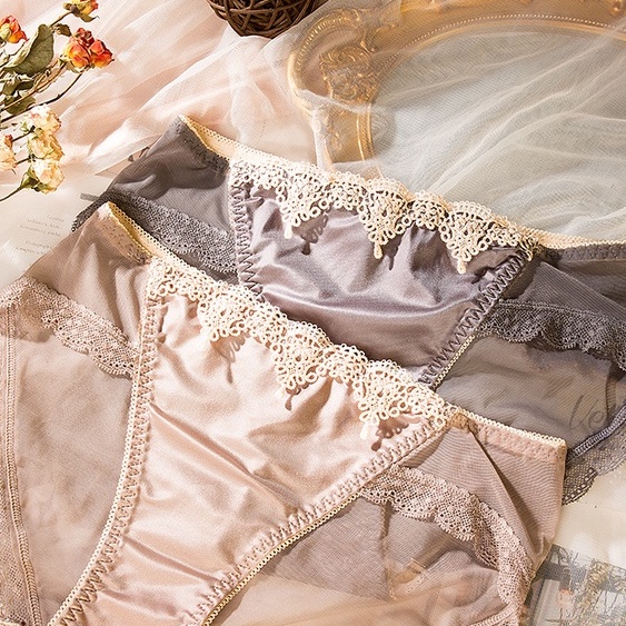 【 Xl L M --Ice+Lace 】Quần Lót Lụa Lạnh Không Viền Sang Trọng Dành Cho Nữ HI013#-697 Quần Lót Không Đường May Thoáng Khí Hipster Lụa Mát Không Để Lại Dấu Vết
