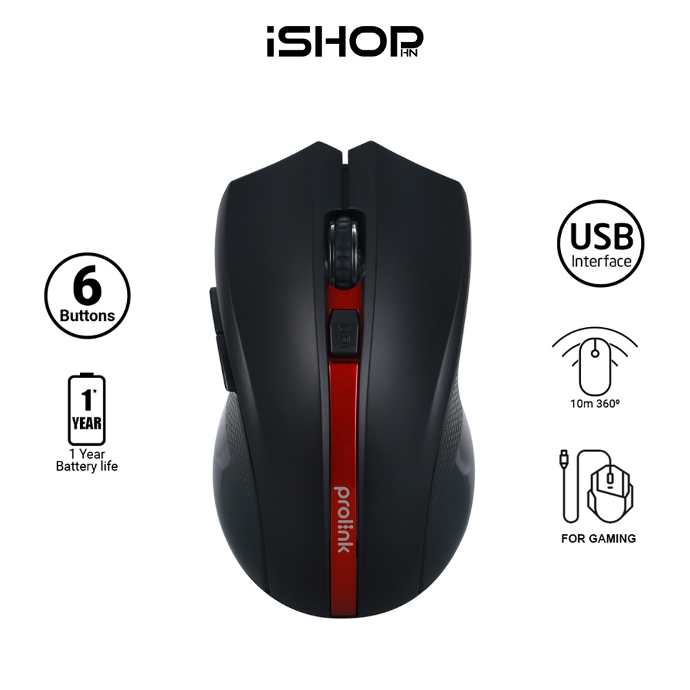 Chuột không dây Prolink PMW6005 thiết kế dành cho Gaming, độ phân giải cao, tiết kiệm pin, giá rẻ