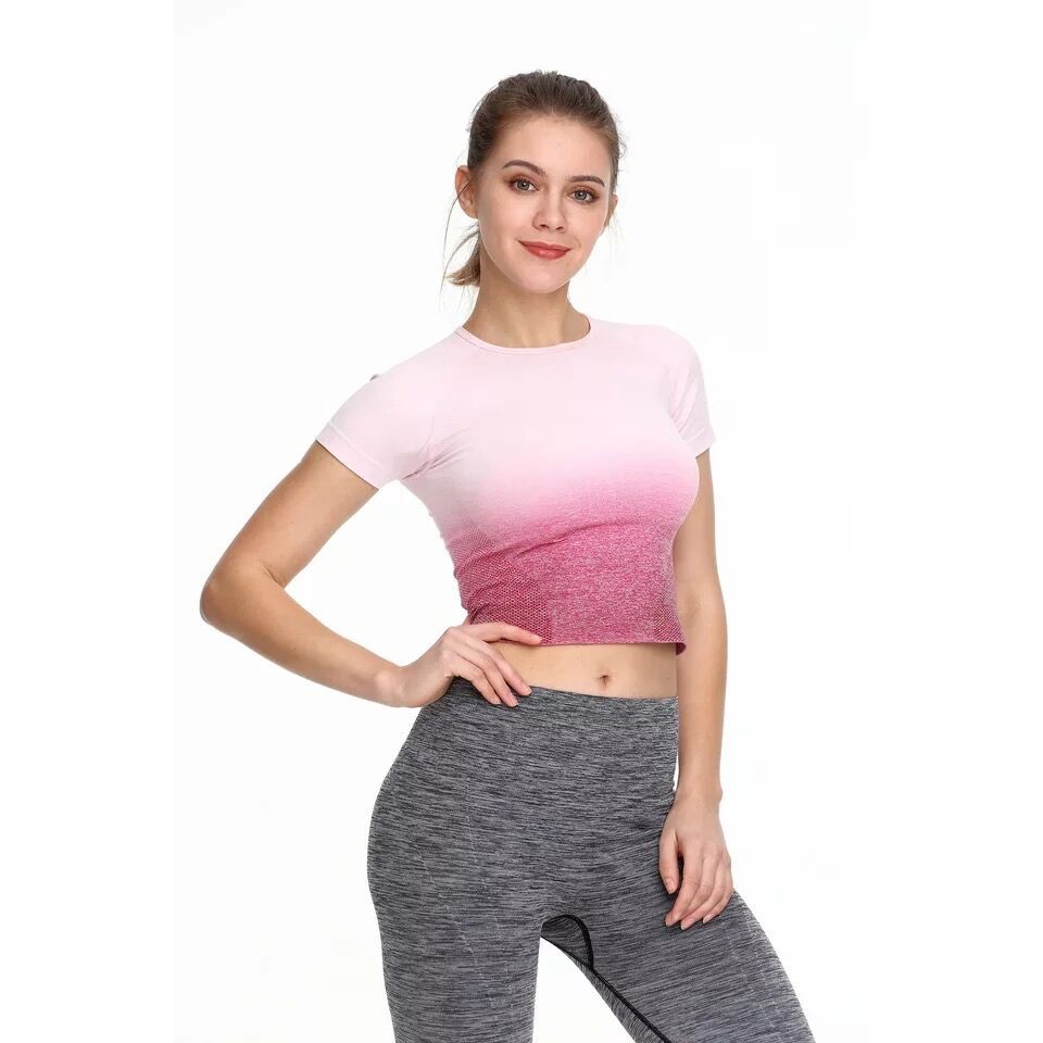 Áo thun HOPPE FUMENG dáng ngắn không đường may tập thể thao cho nữ