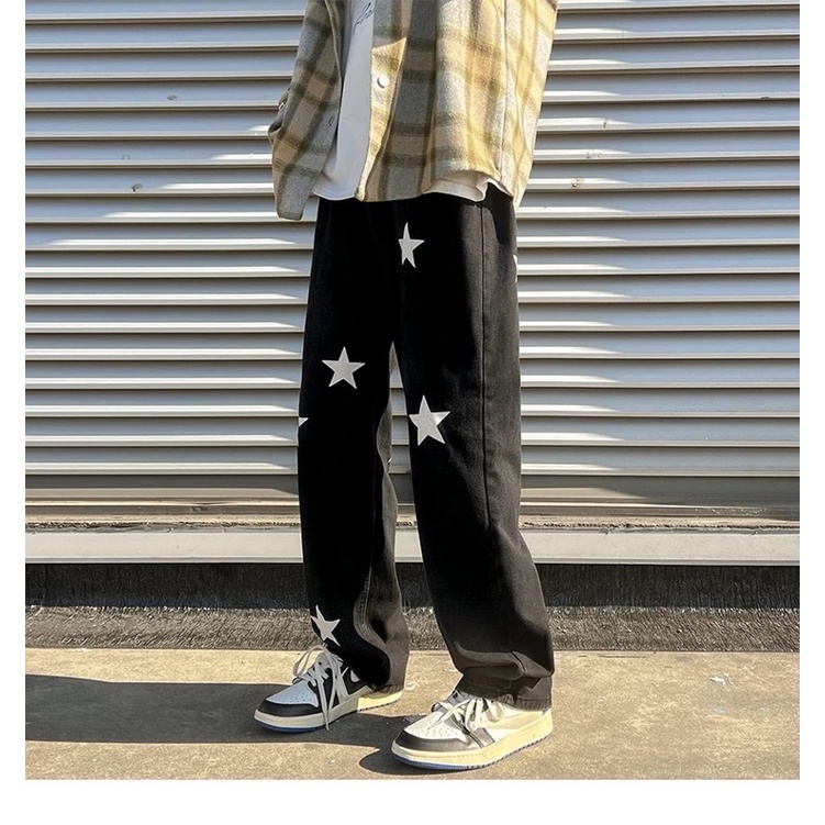 QUẦN JEANS  BAGGY ỐNG RỘNG HÌNH THÊU T-A-N DÁNG SUÔNG PHONG CÁCH HÀN QUỐC-QJT027-có size Nam Nữ  màu Jeans Bạc, đen