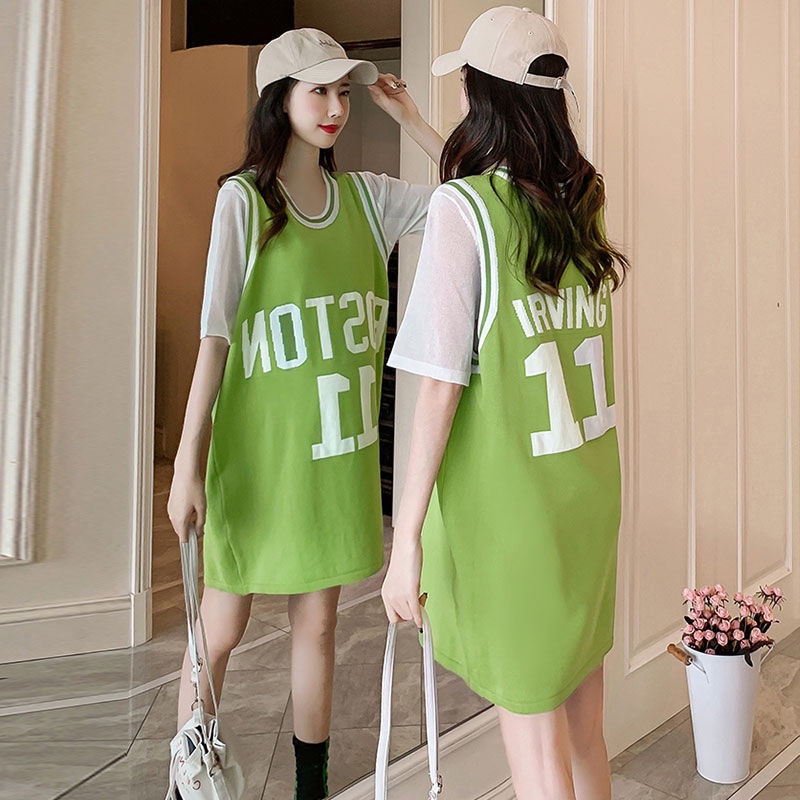 Váy bà bầu Áo phông mùa hè dài giữa