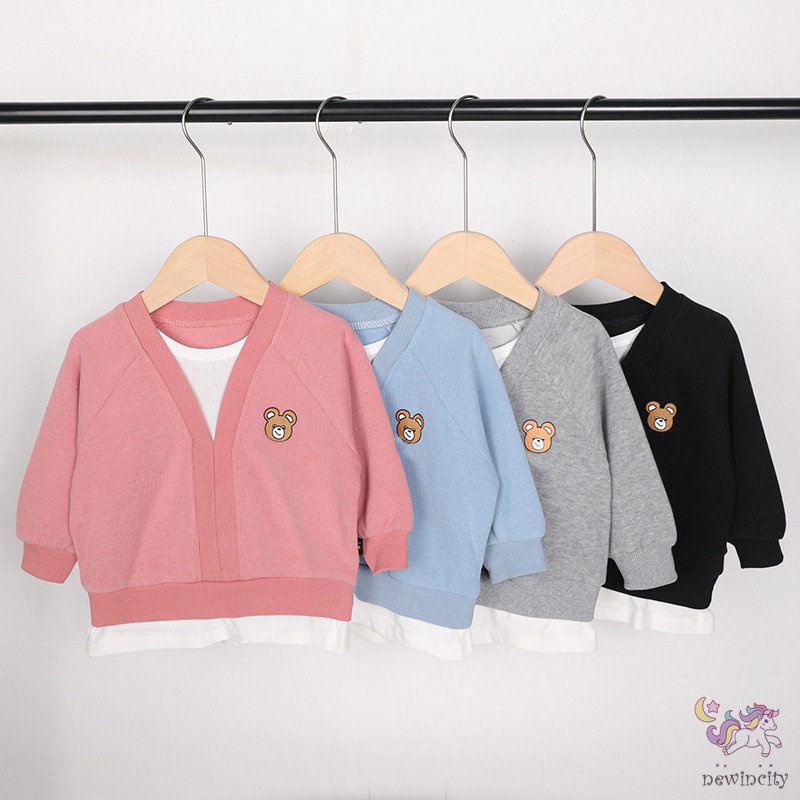 Set 2 món áo dài tay in họa tiết hoạt hình + quần dài kiểu Hàn Quốc xinh xắn cho bé