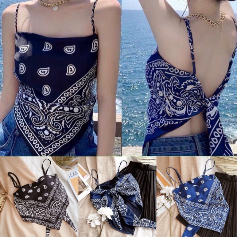 Áo Yếm Nữ Thổ Cẩm Vải Lụa Cột Nơ Hai Màu So Hot | BigBuy360 - bigbuy360.vn