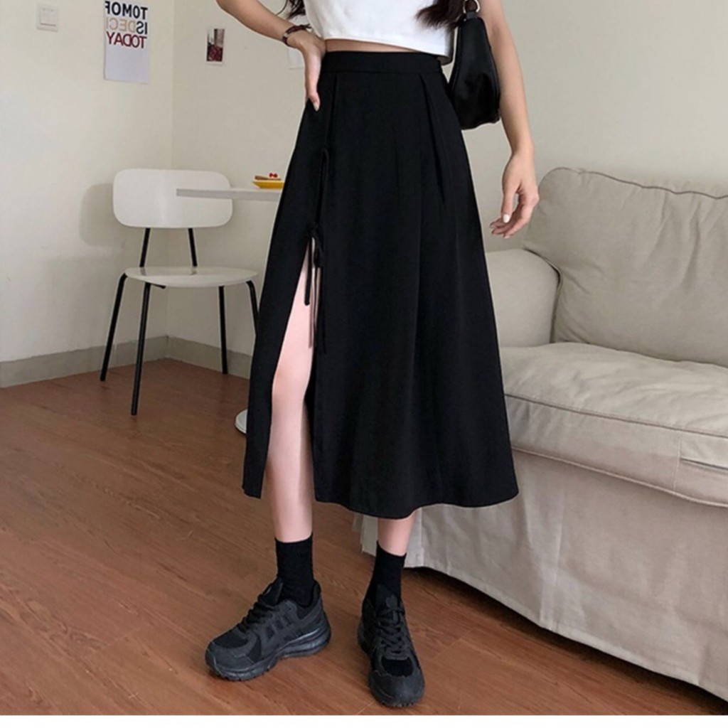 [Mã FAMAYWA giảm 10K đơn 50K] Chân Váy Nữ Midi Xẻ Đen Dáng Xòe Dài Siêu Chất CV08 | BigBuy360 - bigbuy360.vn