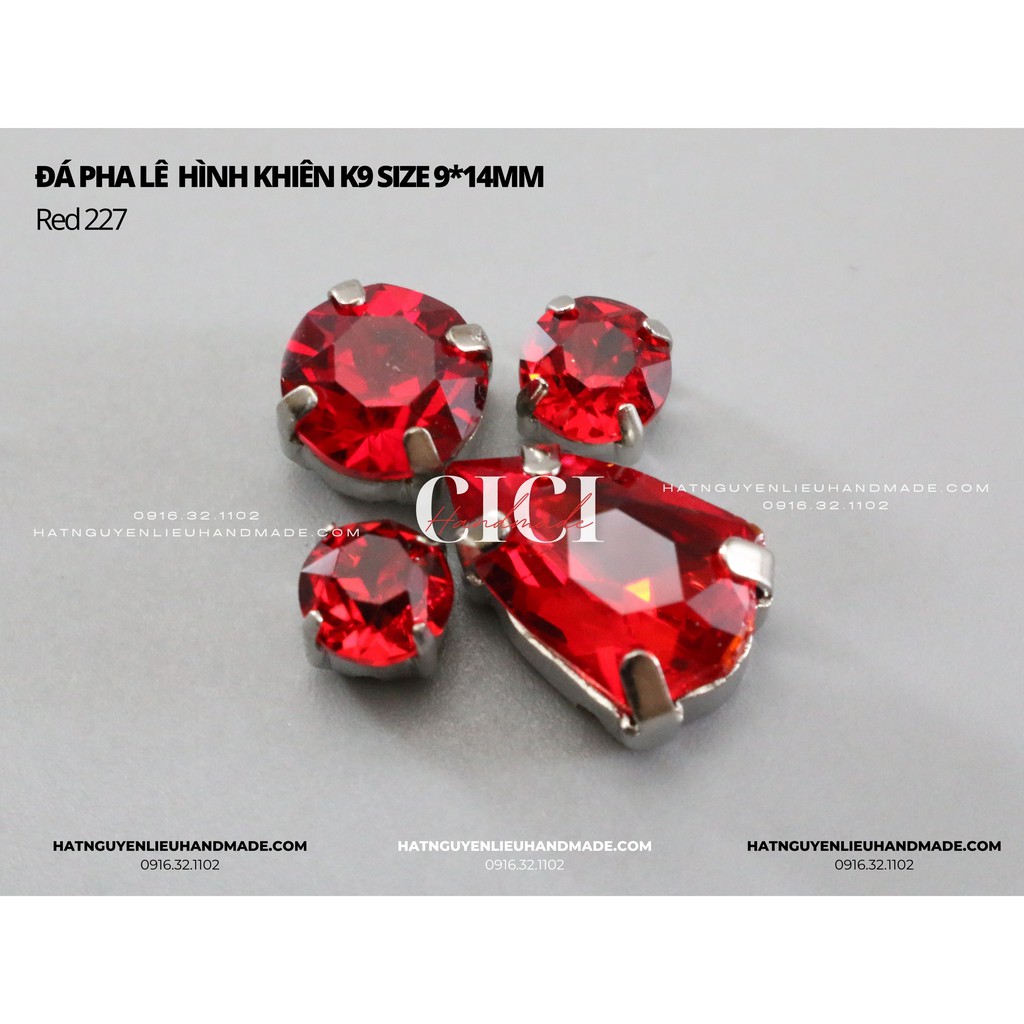 Set 2 hạt Đá pha lê hình khiên đá K9 size 9*14mm cao cấp đế dày Cici Handmade nguyên liệu tự làm đính kết trang trí