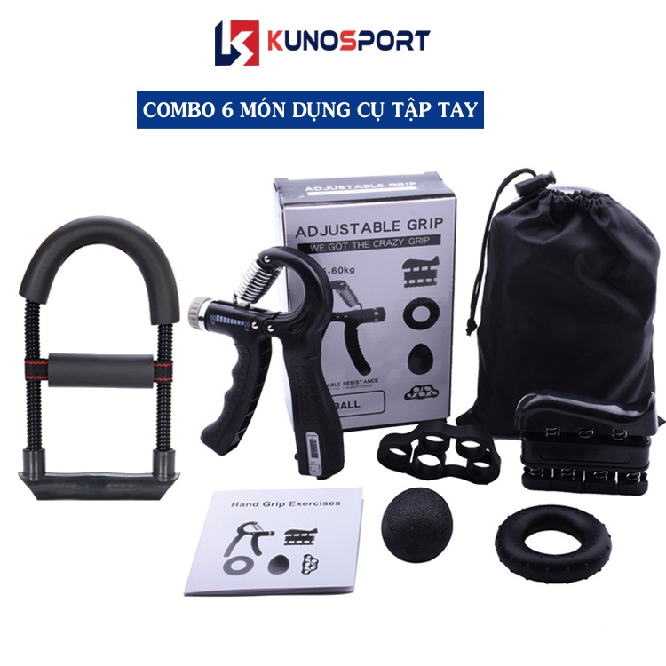 Combo 6 Món Dụng Cụ Tập Tay KUNO SPORT Phục Hồi Chức Năng Tập Cổ Tay Ngón Luyện Tập Tại Nhà