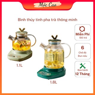 Ấm trà thủy tinh, bình thủy tinh đế điện pha trà 6 chức năng tiện dụng - Bảo hành 12 tháng