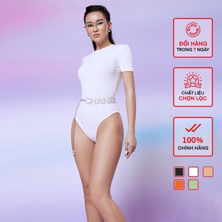 Áo Ngắn Tay Cổ Bo Bodysuit Nữ Busy Thun Zip Co Giãn Ôm Sát NT6B