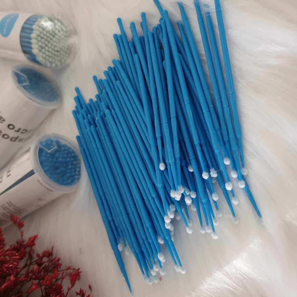 Set 100 cây Tăm bông phun xăm - Tăm tháo mi, tăm gỡ mi, que tháo mi - Set 50 cây chà mực