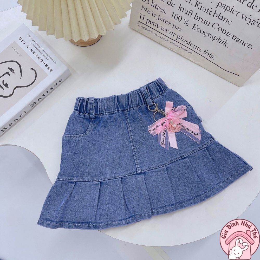 Chân váy đầm jean bò cho bé gái