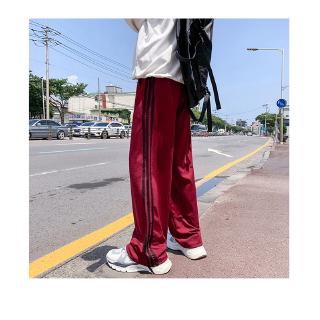 Quần Thể Thao Ống Rộng Phối Sọc Hai Bên Phong Cách Retro