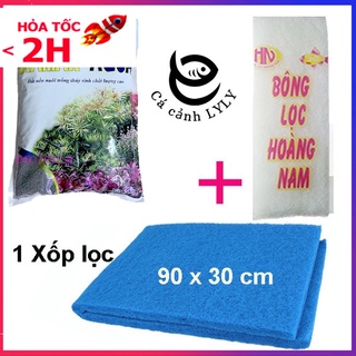 COMBO XỐP LỌC BỂ CÁ 90X30CM + BÔNG LỌC + Đất nền thủy sinh DIA MAX- AQUA ( 2 KG) giàu dinh dưỡng, tốt cây trồng