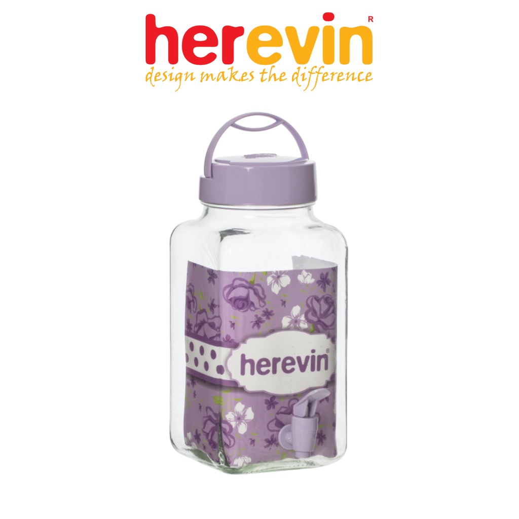 Bình Ngâm Rượu Thuỷ Tinh Herevin Vuông Có Vòi 3L - HEBI137602-503