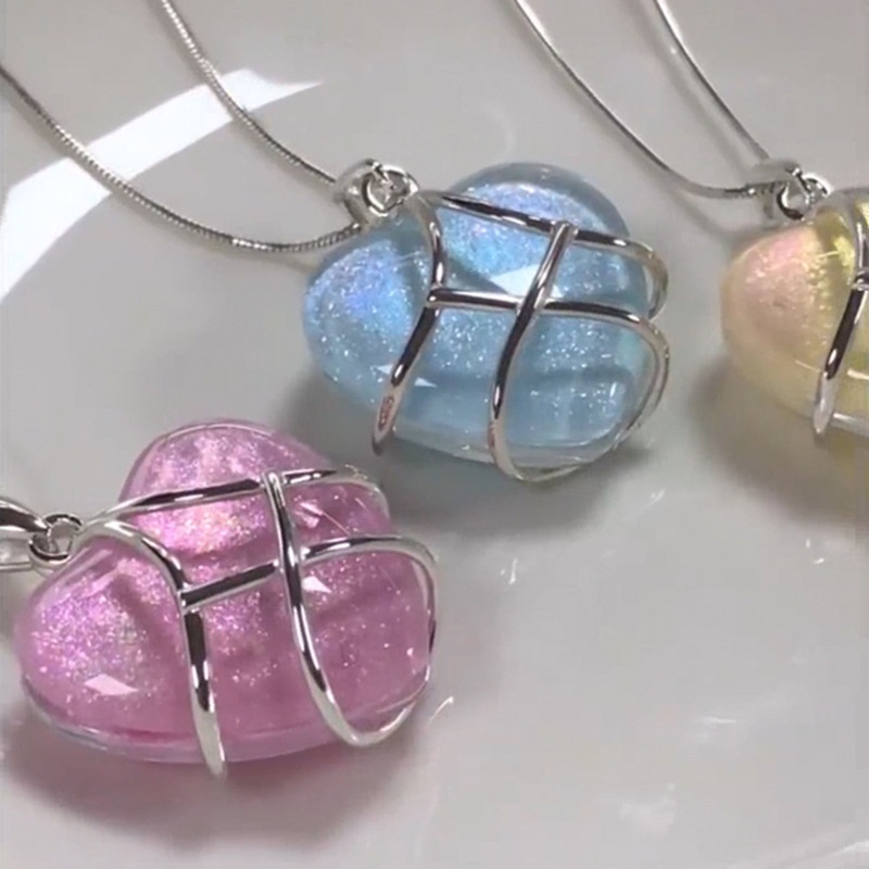 Vòng cổ Mặt Đá Quý Hình Trái Tim Phong Cách Vintage Cho Nữ