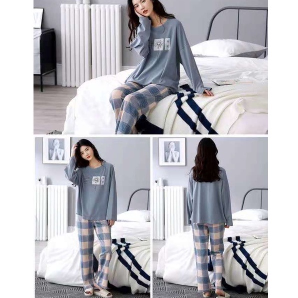 Bộ Đồ Ngủ Nữ Mặc Nhà Vải Co Giãn 4 Chiều Quần Áo Dài Tay Pijama Váy Ở Nhà Mùa Hè Xuân Thu Đông Dễ Thương Kute Giá Rẻ | BigBuy360 - bigbuy360.vn