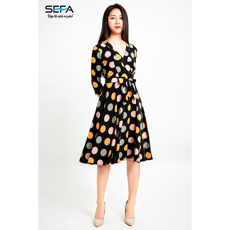 Đầm xòe SEFA chấm bi to nhiều màu SFT3023