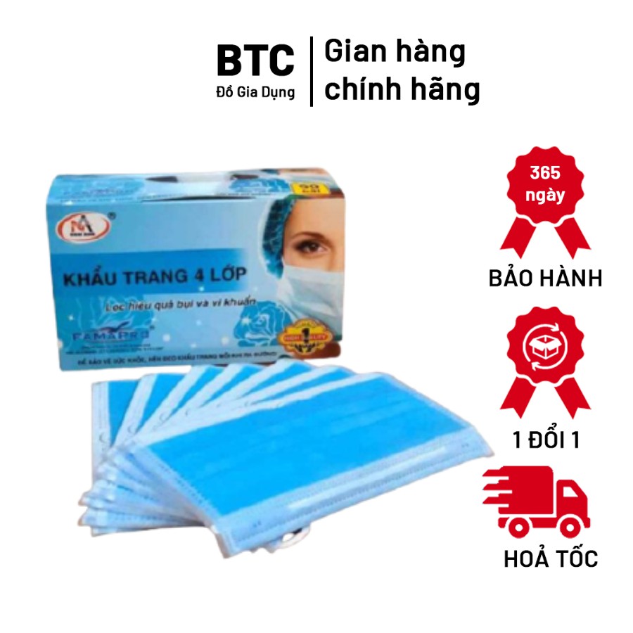 Combo 5 Khẩu trang y tế 4 lớp chống khuẩn, thoảng khí, chống bụi siêu tốt