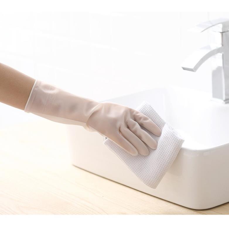 Găng tay cao su rửa bát siêu dai màu trắng