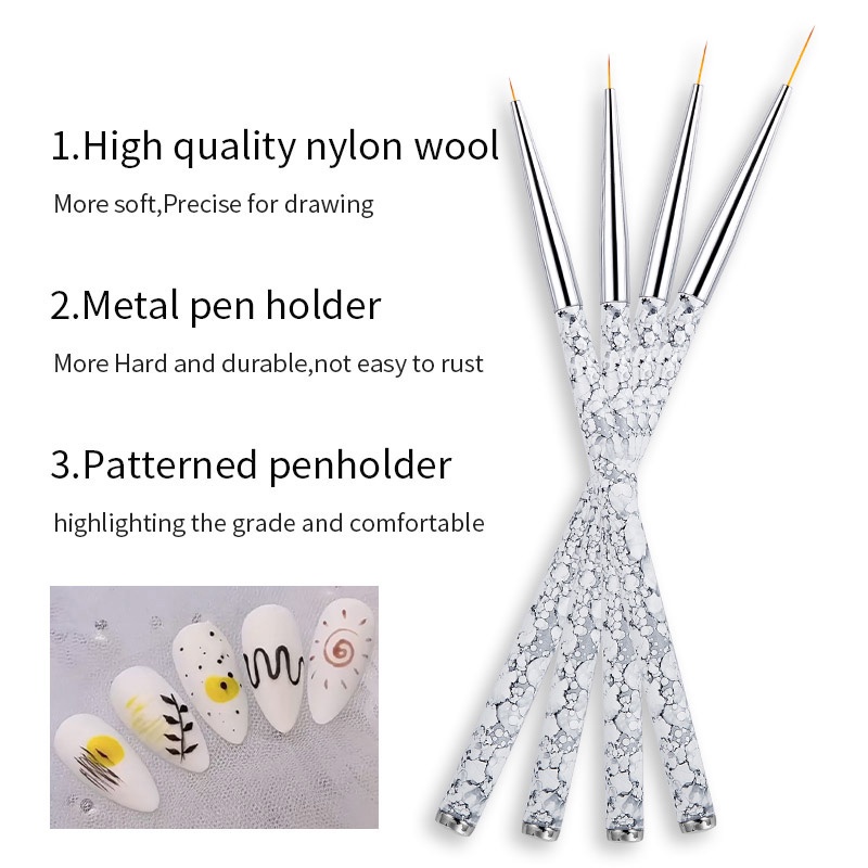 Bộ 3 cọ vẽ móng tay 3d LUSLUKING bằng acrylic siêu mỏng