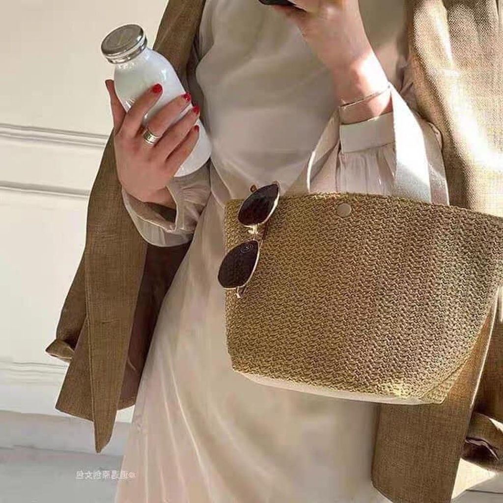 Túi Cói Cầm Tay Bản To FREESHIPTúi đeo vai GaLiCiCi bằng vải rơm dệt thời trang đi biển cho nữ TBB21