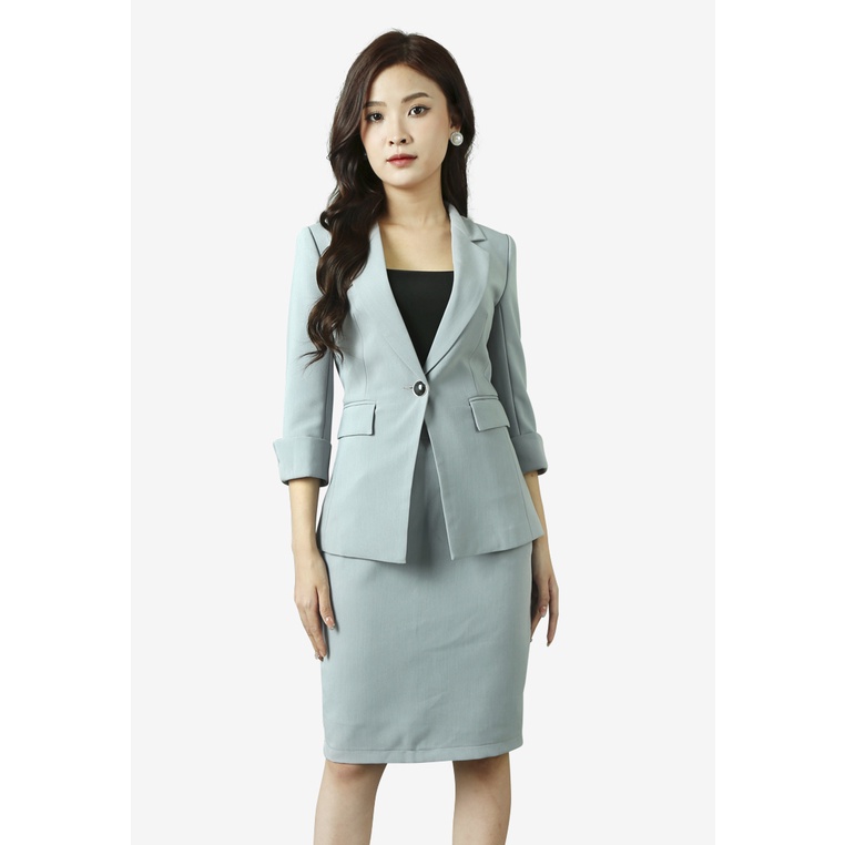 Áo vest 2 lớp tay lỡ cổ 2 ve thô xanh ghi tay lỡ măng séc túi thật có nắp The One Fashion AVB0921XAGH