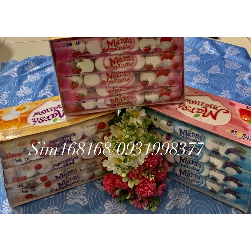 kẹo bông có nhân vị trái cây marsh mallow (1gói 6cái)