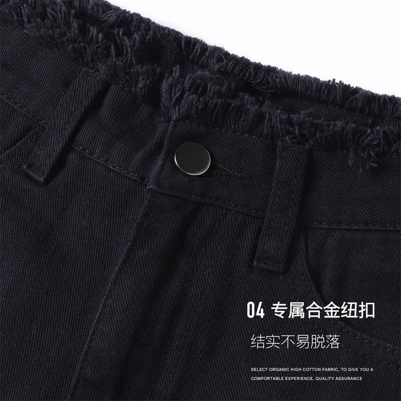 Quần Short Denim Ống Rộng Lưng Cao Phối Rách Phong Cách Hàn Quốc Hàng Mới 2022 Dành Cho Nữ