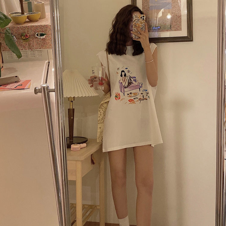 Áo Dây Nữ Cộc Tay Form Dài Rộng Thời Trang Hàn | BigBuy360 - bigbuy360.vn