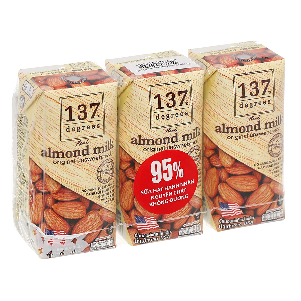 [Hộp quà] Sữa hạt Hạnh Nhân 137 Degrees 180ml x 12 hộp