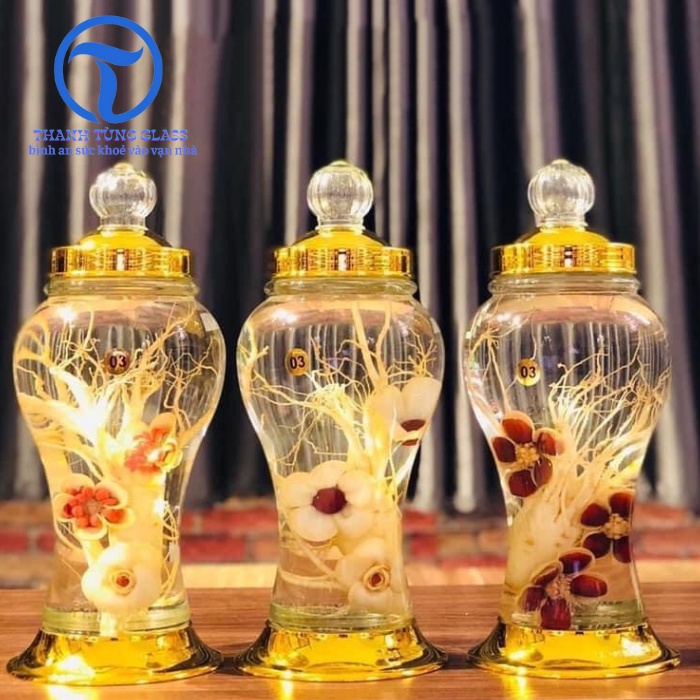 Bình ngâm rượu sâm thủy tinh  Phú Hoà 3 lít có van và không van