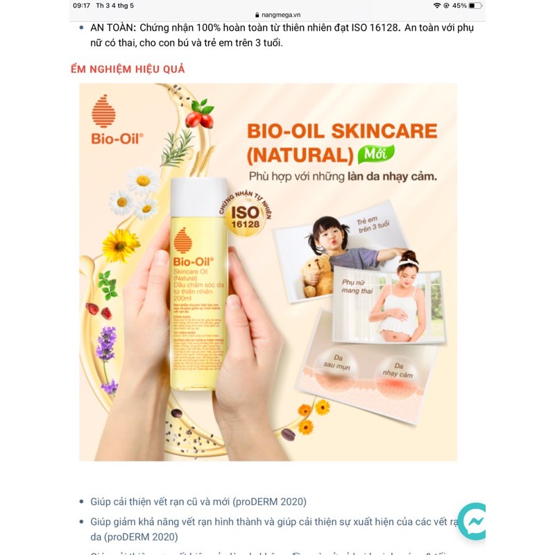 Bio oil Natural giảm rạn da, mờ sẹo, làm đều màu da hiệu quả