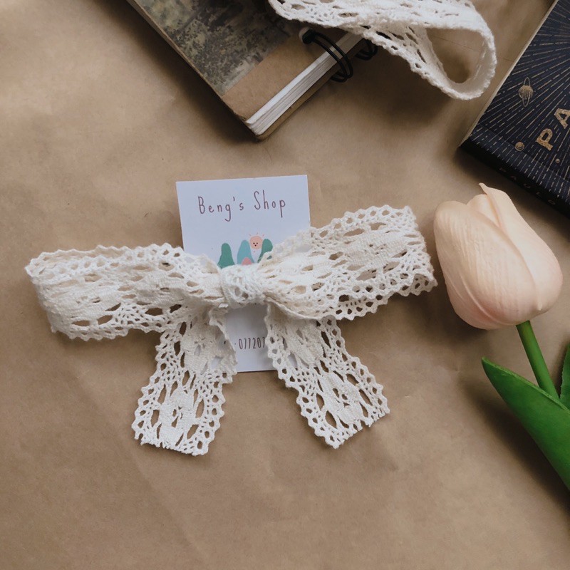 Kẹp nơ ren handmade