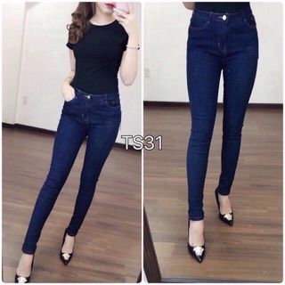 Quần jean nữ lưng cao co giãn tốt