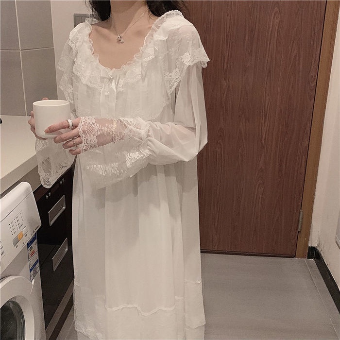 Đầm công chúa phối ren thiết kế tay dài thời trang xuân hè Nhật Bản ngọt ngào cho nữ