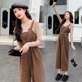 Set dạ Yếm quần và áo len tăm CC