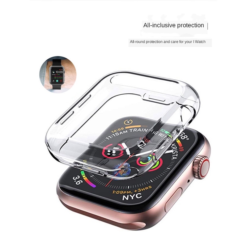 Ốp Lưng TPU Silicone Trong SuốT BảO Vệ MàN HìNh Cho Apple Watch Series 7 6 5 4 3 2 1 SE iWatch 38 40 41 42 44 45MM