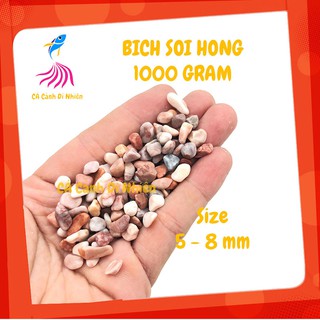 Bịch sỏi HỒNG 1 KG size 5 - 8 mm trang trí hồ cá cảnh - Đá sỏi trang trí