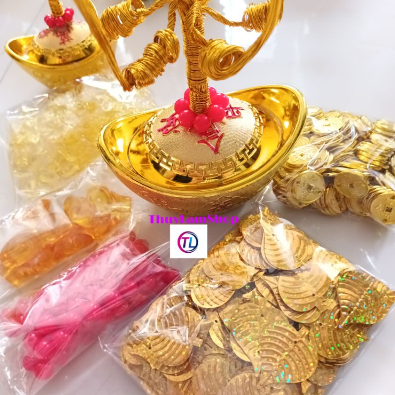 set trọn bộ làm cây cành vàng lá ngọc gốc size đại 10x10cm