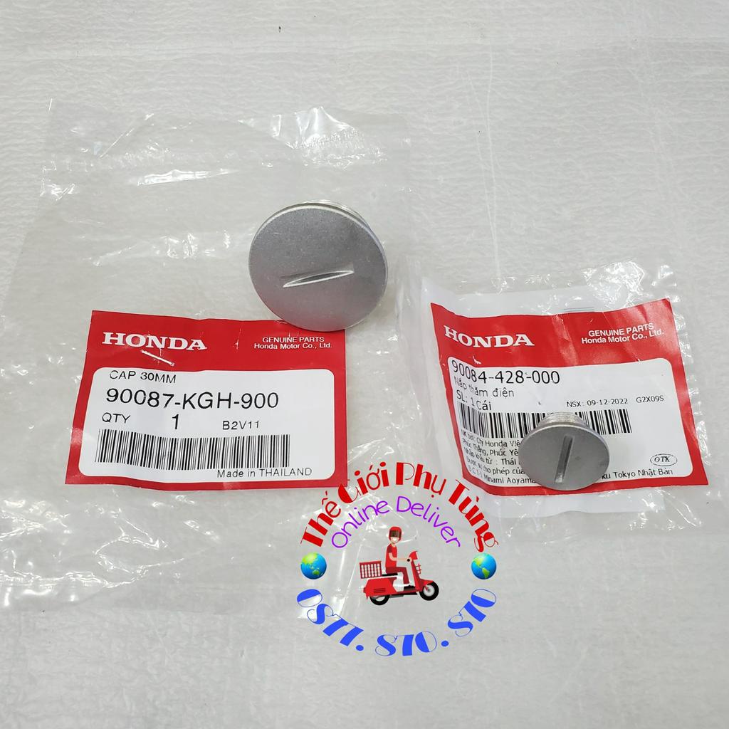 Cặp nút lốc đề, nắp thăm điện Dream Thái zin Honda - 90087-KGH-900/ 90084-428-000