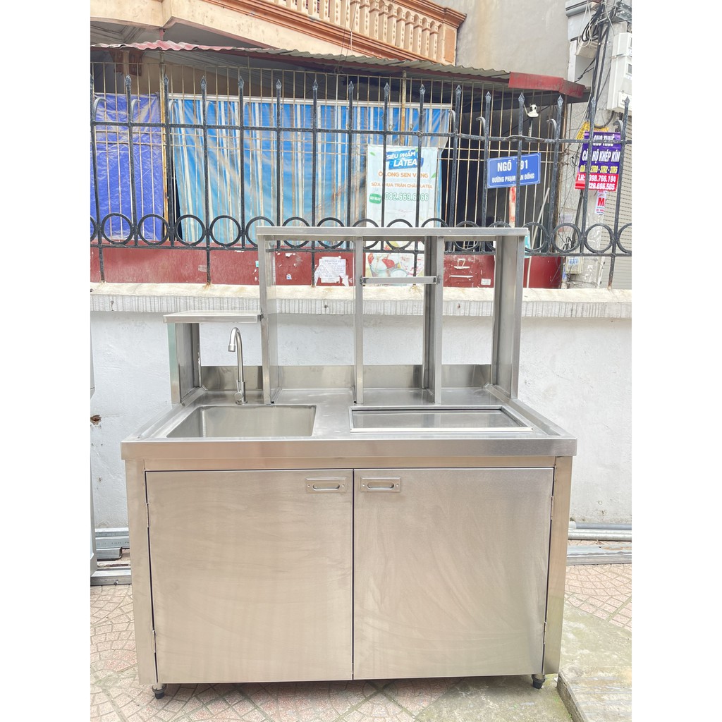 Quầy inox, quầy pha chế, quầy trà chanh 1m2 bảo hành 12 tháng giá tại xưởng