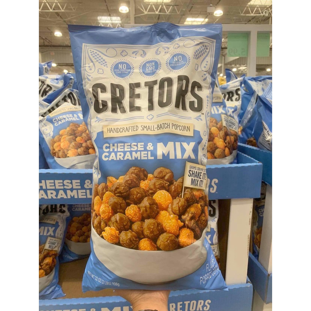 Bánh bắp Cretors date 1/2024 mix 2 Vị Caramel và Cheese 908gr làm bằng bơ thật và kem tươi - EDS Hàng Mỹ