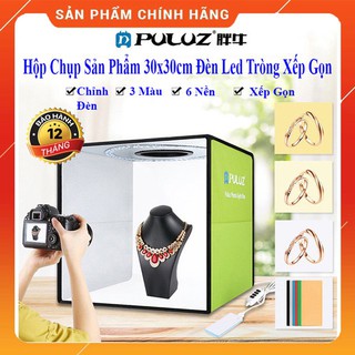 Hộp Chụp Sản Phẩm PULUZ 30x30 cm Có 3 Màu Đèn Led Siêu Sáng + Tặng kèm 6 phông nền - Marvis - - MeBoom -