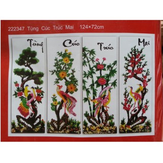 Tranh thêu chữ thập tùng cúc trúc mai -127*72cm