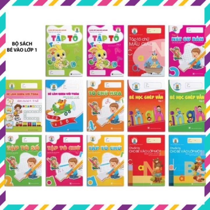Combo 10 vở tập tô chữ, tô số, tô nét cơ bản cho bé chuẩn bị vào lớp 1