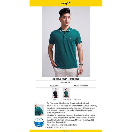 Áo Cộc Tay Kwin-Aristino KPS009S8, tag 495k
